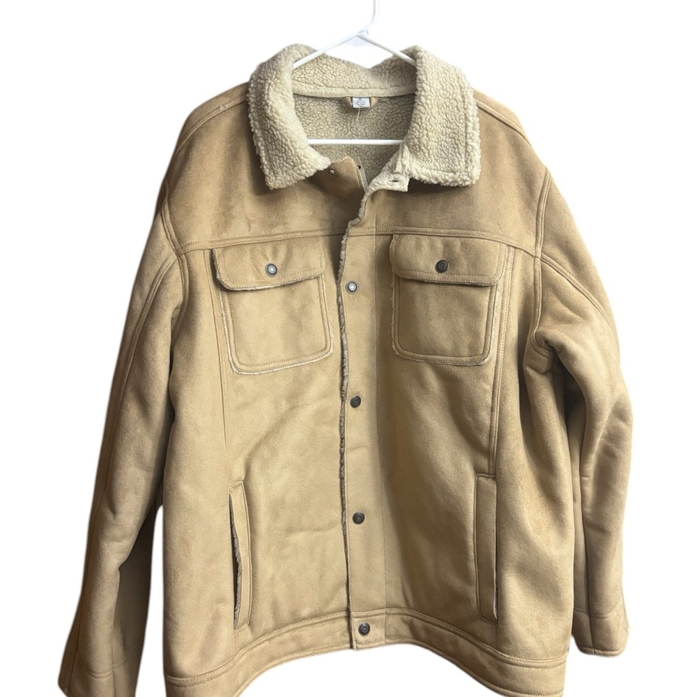 Men's Tan Sherpa-Lined Jacket